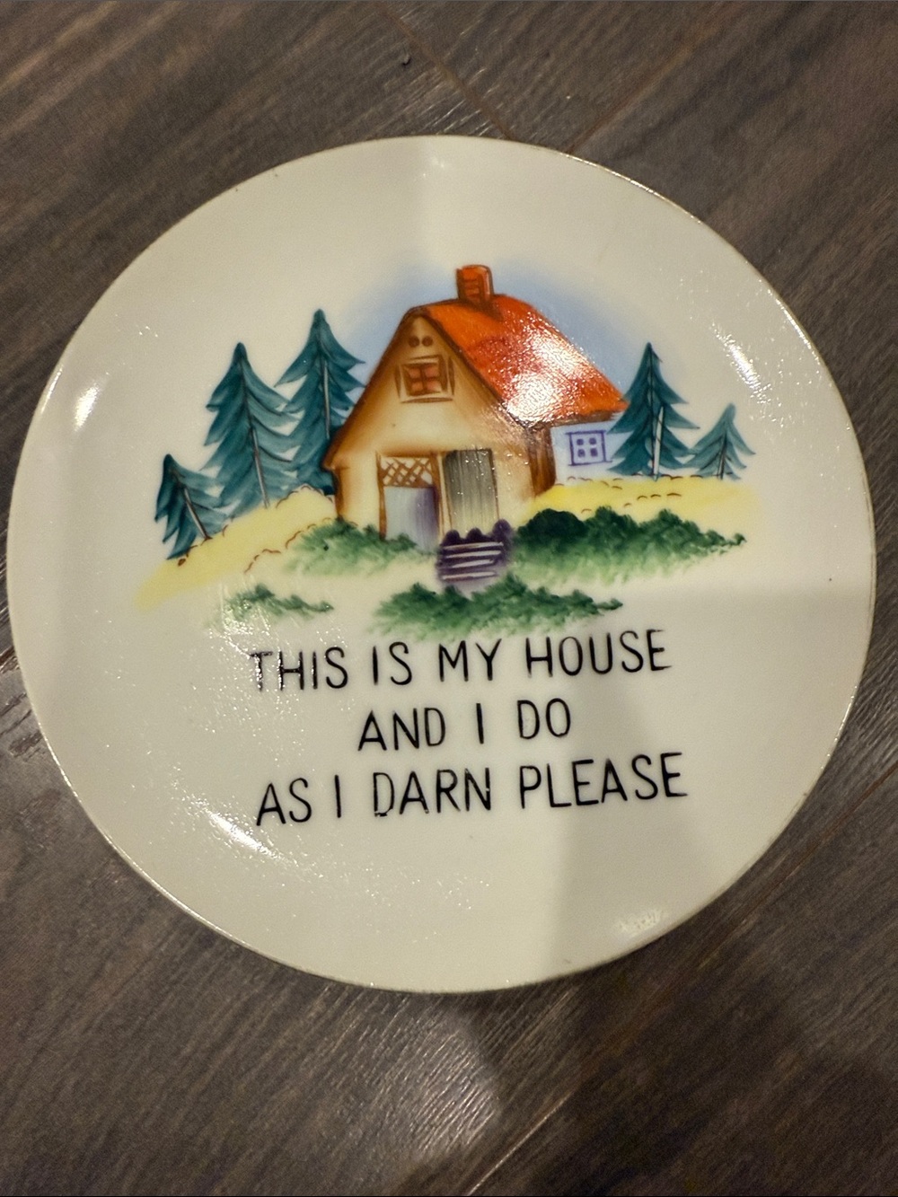 Norcrest Ceramic Plate with Cottage Design and Quote 8:2